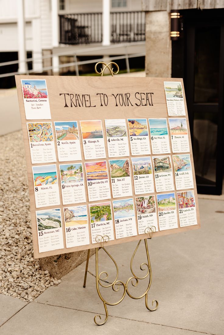 a travel to your seat sign sitting on top of a sidewalk