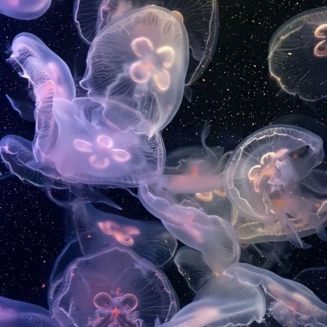 many jellyfish are swimming in the water