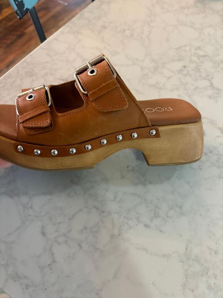 Chunky Platform Sandals, Wooden Sandals, Womens Sandals Summer, Sandals Flat, Leather Platform Sandals, Wooden Heel, Chunky Platform, Summer Sandals, Womens Sandals Flat