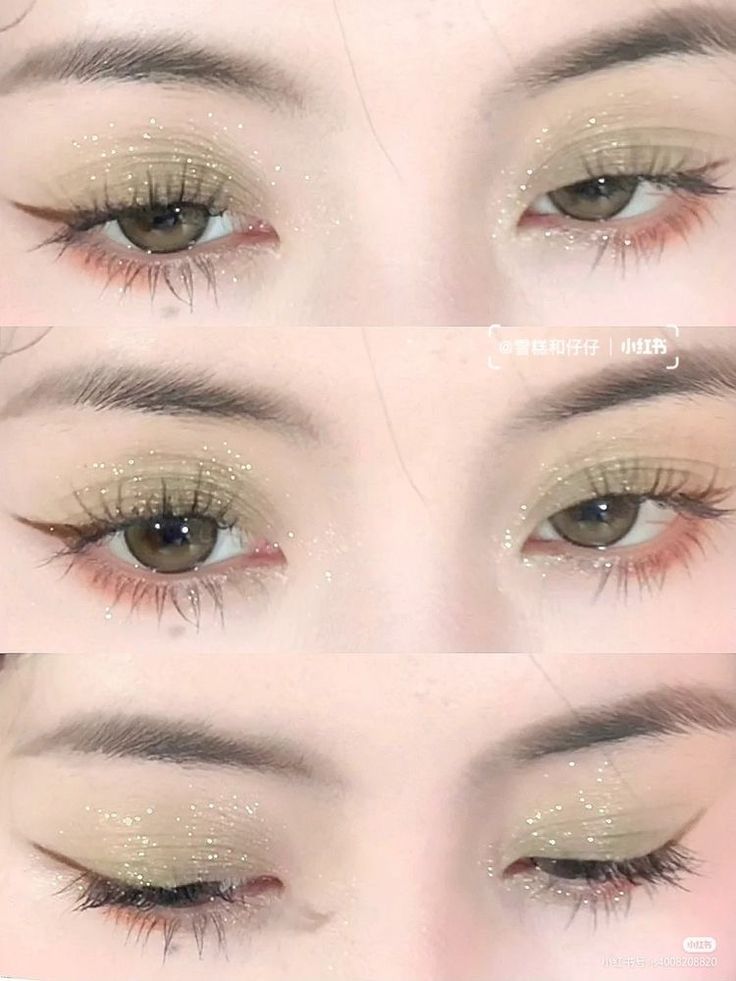 Green Soft Makeup Looks, Soft Green Makeup Looks, Green Douyin Makeup, Soft Green Makeup, Makeup Verde, Green Makeup Tutorial, Pretty Eye Makeup, Chinese Makeup, Douyin Makeup