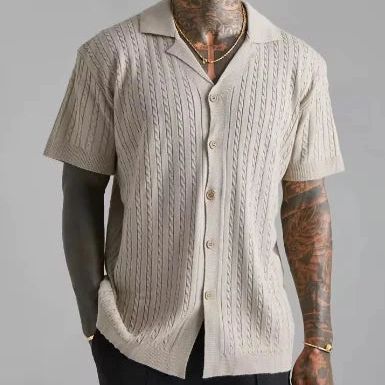 90s Fashion Men, Summer Craft, Jacquard Shirt, Streetwear Mens, Short Sleeve Pattern, Summer Outfits Men, Casual Summer Shirts, Knitwear Men, Men's Knit