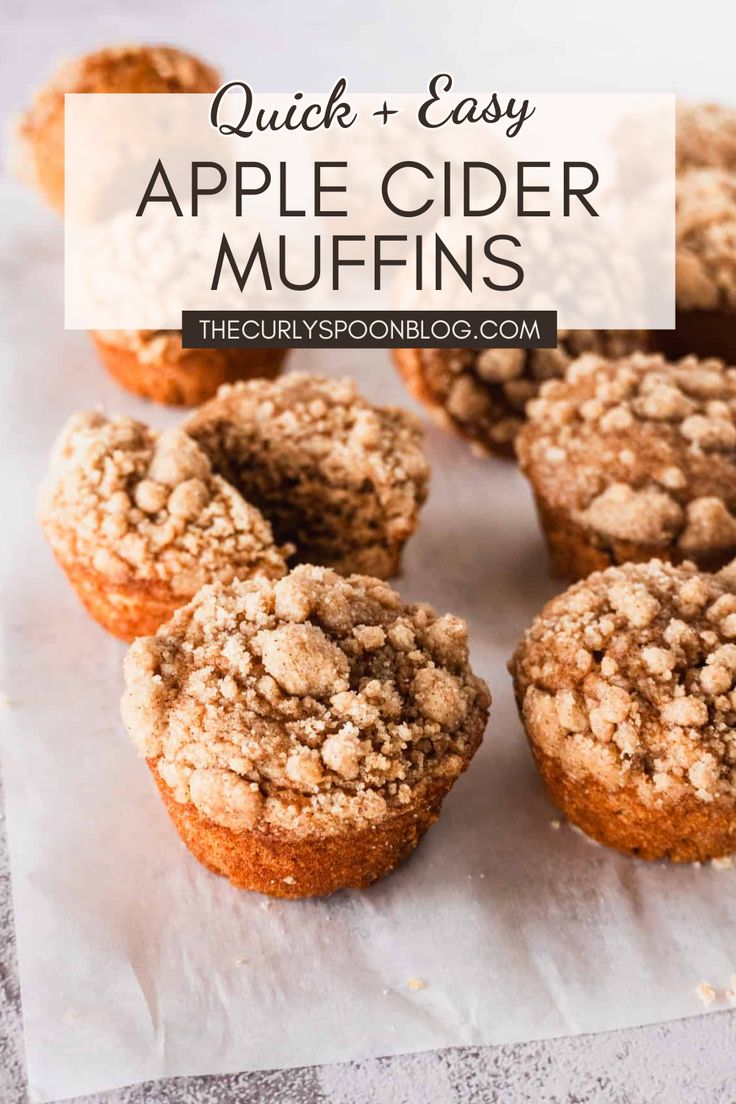 Apple cider muffins on parchment paper Apple Cider Oatmeal Muffins, Thanksgiving Breakfast Muffins, Apple Spice Muffins With Oat Streusel, Apple Cider Muffins With Apples, Baking With Apple Cider, Apple Cider Muffins Healthy, Sourdough Apple Cider Muffins, Moist Apple Muffins, Small Batch Apple Muffins