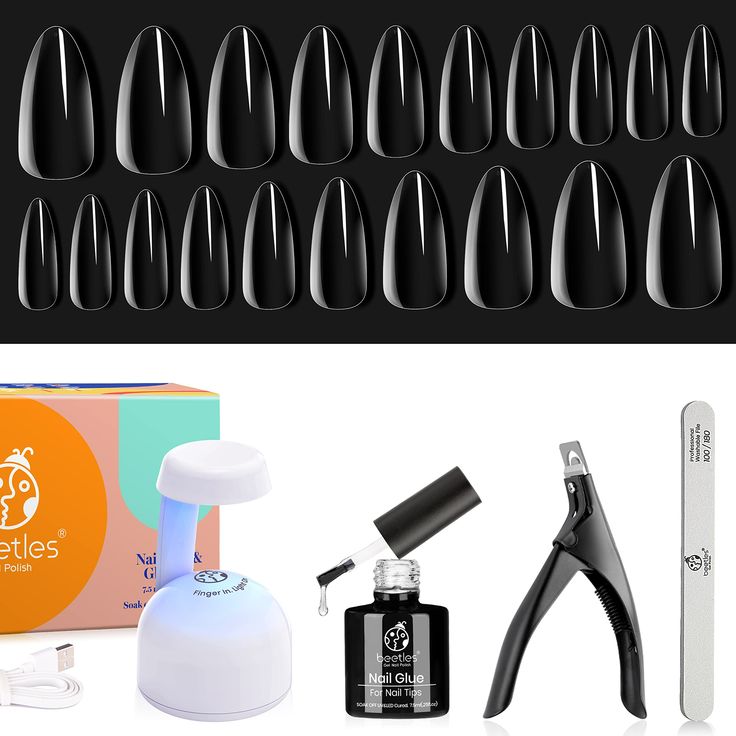 Beetles Nail Tips & Nail Gel Kit: Our new Nail Tips & Gel Nail Kit includes a UV LED Nail Lamp 7.5ml Nail Gel 240pcs Nail Tips Nail File and Nail Tips Clipper! You can easily extend your nails and enjoy the fun of DIY Manicure! The Newest The Fastest Most Professional Nail enhancement in 2022 New Nails. 2 In 1 Base Gel & Nail Gel：This Multi-functional Nail Gel is not only for nail tips adhesive but also can be used as Base Gel! Let it do the magic with you! 9 Toxin Free Ingredient makes it ... Nail Glue Gel, Gel Nail Set, Fast Nail, Medium Coffin, Uv Nail Lamp, Soft Gel Nails, Gel Nail Extensions, Gel Nail Tips, Manicure Diy