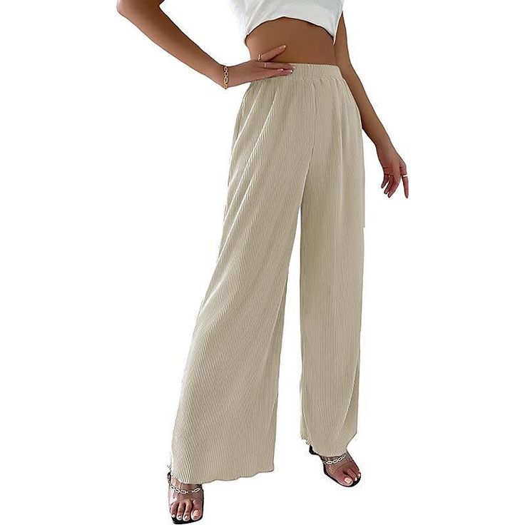 Season:Spring  Summer; Fabric:Polyester; Gender:Women's; Style:Casual Daily; Elasticity:Micro-elastic; Occasion:Sports  Outdoor; Function:Breathability,Comfortable; Waistline:High Waist; Pattern:Plain; Design:Wide Leg,Elastic Waistband; Pants Type:Pants Trousers; Front page:FF; Listing Date:01/09/2024; Production mode:External procurement; Hips:; Length:; Waist:; Fit US Size:; Fit UK Size:; Fit EU Size:; Pants Length:Long; Print Type:non-printing Chic Pants, Trouser Pants Women, Wool Blend Coat, Pantalon Large, Pleated Pants, Black White Pink, Outfit Casual, Belleza Natural, Lingerie Collection