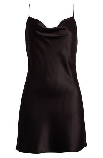 Lustrous satin enriches this mini slipdress featuring a subtle cowl neck and slender straps. 35" length (size 8) Cowl neck Spaghetti straps Lined 75% triacetate, 25% polyester Dry clean Imported Chic Scoop Neck Slip Dress For Evening, Sleek Cowl Neck Slip Dress For Parties, Chic Fitted Slip Dress With Cowl Neck, Fitted Chic Slip Dress With Cowl Neck, Chic Cowl Neck Slip Dress For Evening, Formal Satin Slip Dress With Cowl Neck, Sleek Satin Slip Dress With Cowl Back, Sleek Cowl Neck Slip Dress For Night Out, Chic Cowl Neck Slip Dress For Formal Events