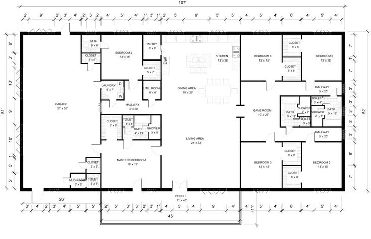 the floor plan for an office building, with two floors and three rooms on each side