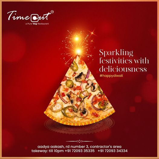 a christmas tree shaped pizza sitting on top of a red background with the words sparkling festities with deliciousness