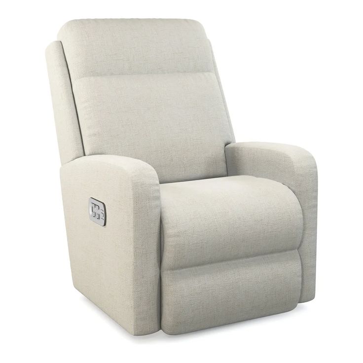 the reclining chair is upholstered and ready to be used