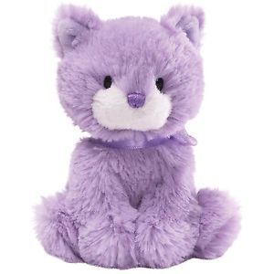 a purple teddy bear with a white nose and black eyes sitting on a white background