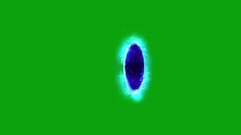 an oval shaped object is shown in blue and green light on a green screen background