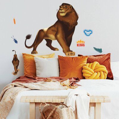 Work on your roar with wall decals by Room Mates. Complete with 12 decals, this wall sticker set is a fun and creative way to transform any room in seconds. To apply, simply peel and stick decals to any smooth, flat surface. Remove, reposition and reuse as often as needed. Created with high-quality vinyl that’s made to last, walls stay completely safe, and the sticky residue is never left behind. It’s fast, fun and affordable wall decor at it’s best. Room Mates | Room Mates The Lion King Simba P Le Roi Lion Disney, Roi Lion Simba, Peel And Stick Decals, Lion King Theme, The Lion King Simba, Affordable Wall Decor, Classroom Window, Pride Rock, King Simba