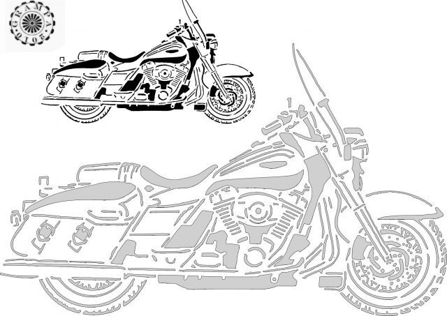 a drawing of a motorcycle with the front end cut out to look like it's going