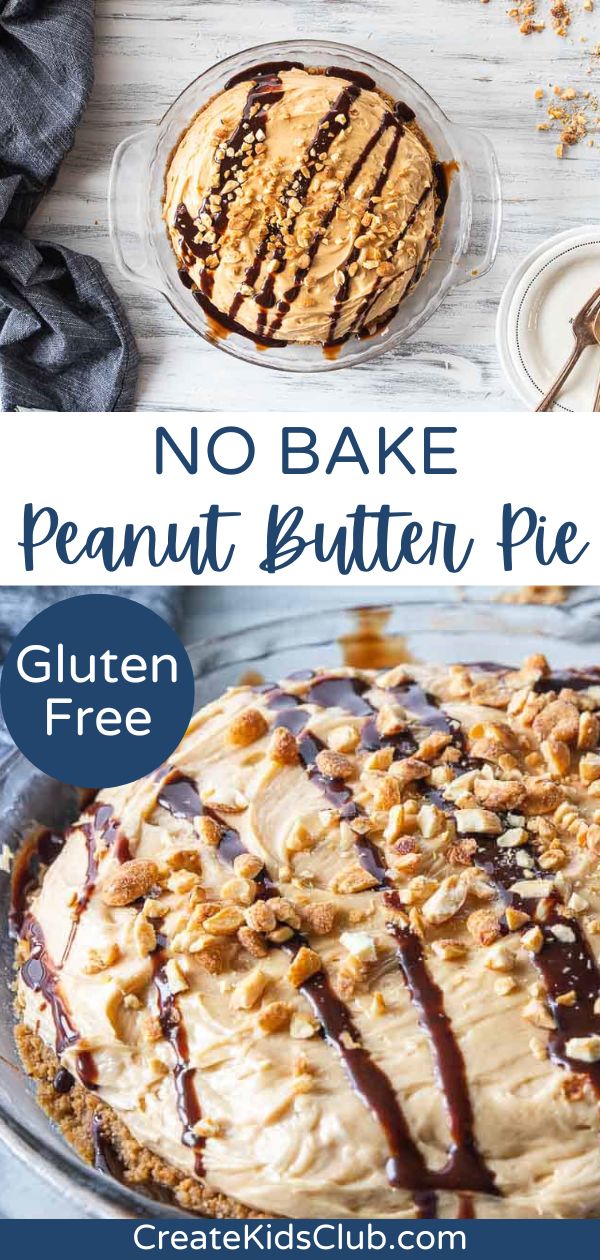 no bake peanut butter pie with text overlay