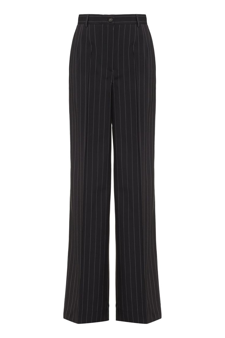 S8053 DOLCE & GABBANA PINSTRIPED WOOL TROUSERS Brown Pinstripe, Trousers For Women, Pinstriping, Wool Trousers, Sweaters Knitwear, Dress Pant, Emilio Pucci, Denim Pant, Womens Fall