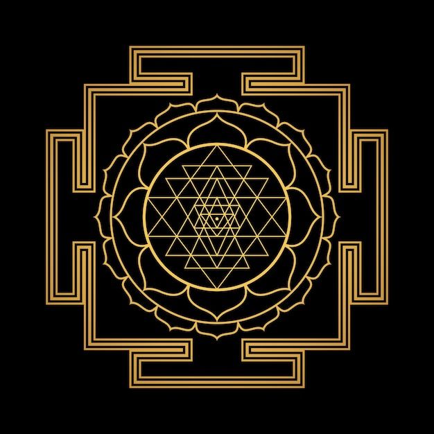 the srishtra symbol in gold and black