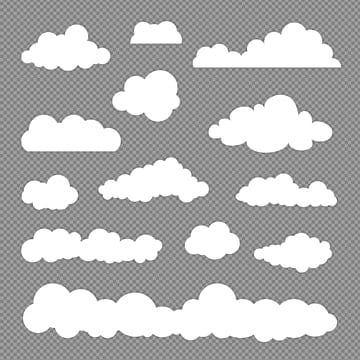 white clouds on a gray background, set of different shapes and sizes stock photo - budget conscious