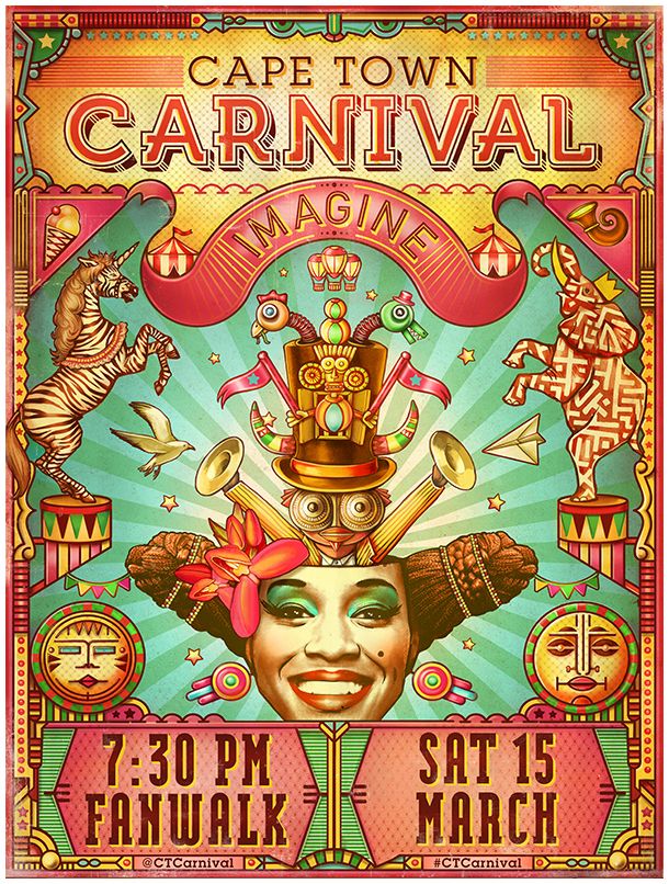 the poster for cape town carnival with an image of a woman's face and crown