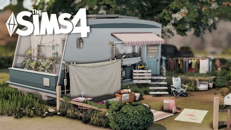 an image of a mobile home with clothes hanging out to dry on the porch and in the yard