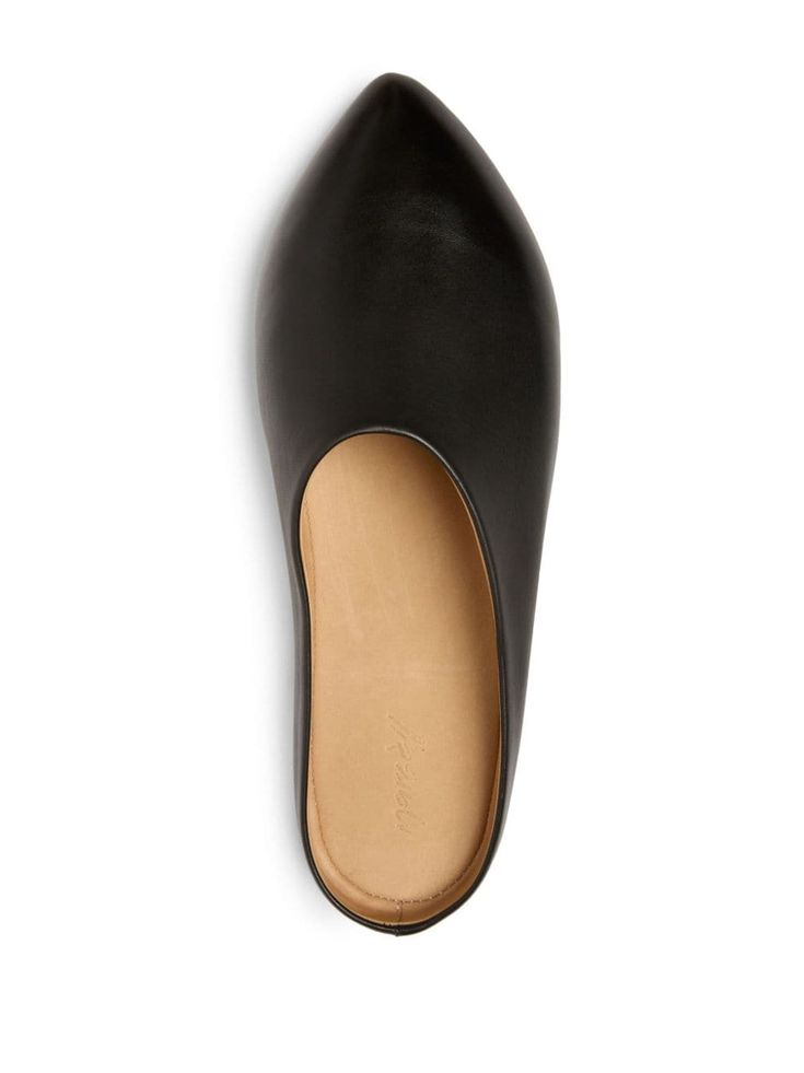 Marsèll pointed-toe Leather Mules - Farfetch Sleek Pointed Toe Slip-on Flats For Work, Black Calf Leather Slip-ons With Removable Insole, Calf Leather Closed Toe Slip-ons For Work, Sleek Black Slip-ons With Rubber Sole, Chic Pointed Toe Slip-ons With Leather Sole, Calf Leather Pointed Toe Slip-ons For Work, Black Calf Leather Slip-ons With Leather Sole, Slip-on Flats With Leather Lining, Elegant Slip-on Mules With Stitched Sole