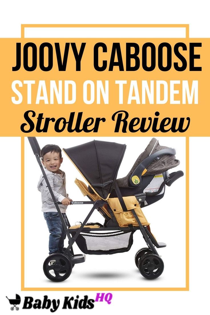 a baby in a stroller with the title, stand on tandem stroller review