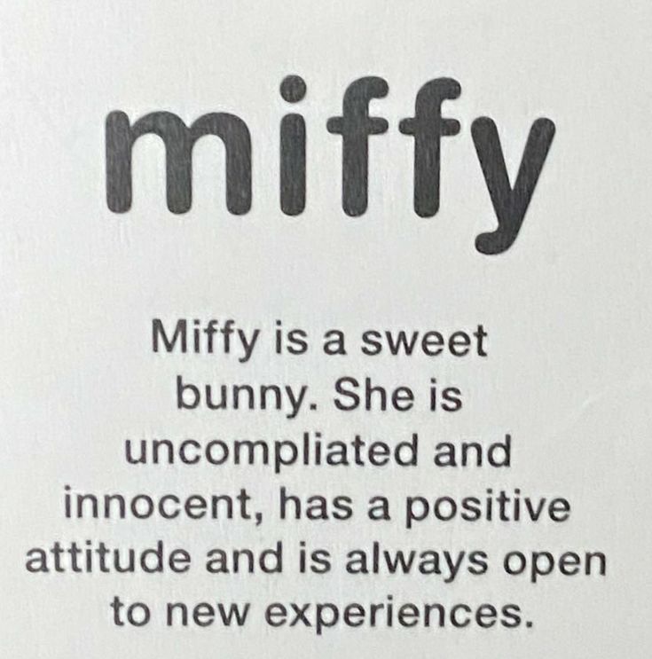 a sign with the words miffy on it