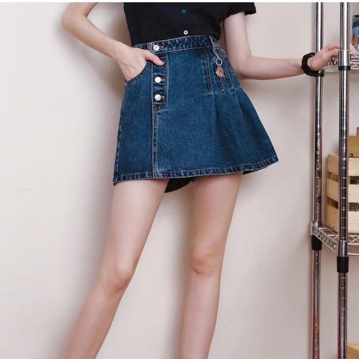 New With Tag Size M (165/88a On Tag) Runs Small, Waist < 25 Inches Casual Denim Blue Mini Shorts, Casual Short Denim Blue Skort, Casual Denim Blue Short Skort, Denim Blue Denim Skort Short Length, Blue Denim Short Skort, Blue Denim Short Length Skort, High Waist Denim Skort, Casual Mid-rise Denim Skort, Dark Wash Mid-rise Denim Skort