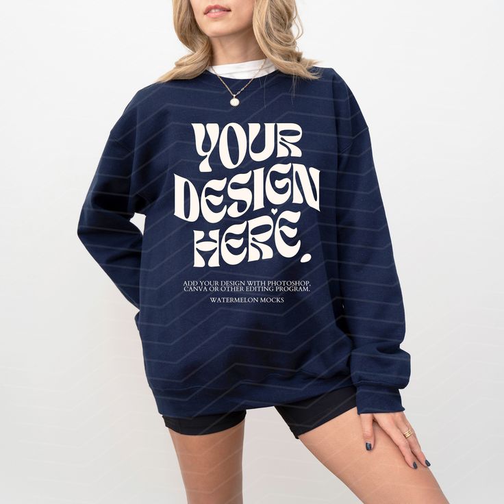 Sweatshirt Model, Navy Crewneck, Navy Sweatshirt, Sweatshirt Mockup, Save Image, Your Design, Mock Up, Stationery Design, Stationery Paper