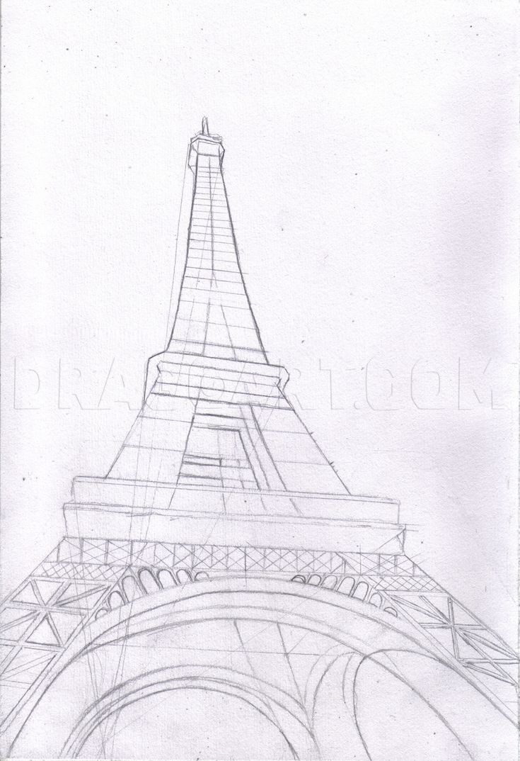 a pencil drawing of the eiffel tower