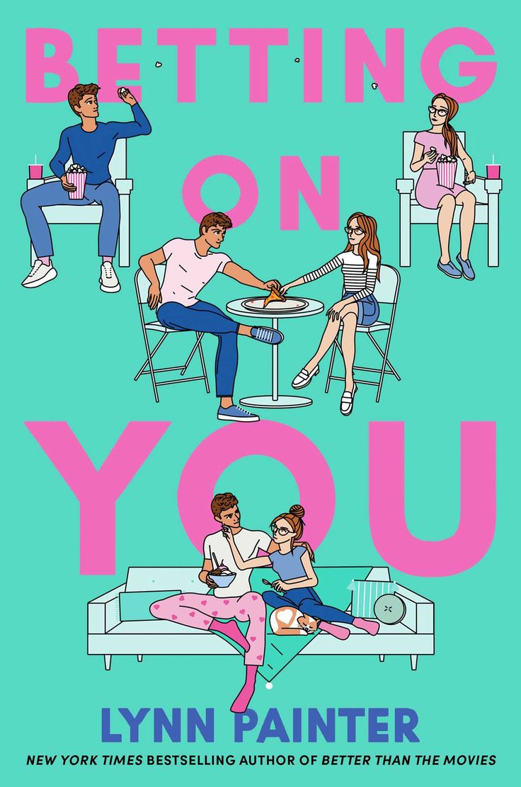 the cover of being on you by lynn painter, with three people sitting at a table