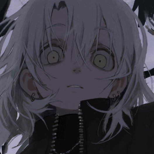 an anime character with white hair and big eyes