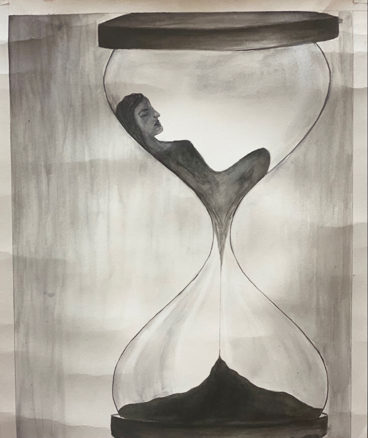 a drawing of a man in an hourglass