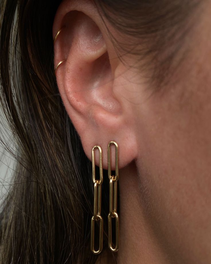 If you love the link style chain, then you'll love the Lola Link earrings! They are 14k gold filled and measure 1.5" Sold as a pair. Tarnish Resistant Gold Plated Link Earrings, Tarnish-resistant Gold-plated Link Earrings, Yellow Gold Chain Link Earrings For Gift, Modern Gold-plated Jewelry With Paperclip Chain, Gold-plated Link Earrings, Gold Plated Link Earrings, Yellow Gold Chain Link Earrings, Yellow Gold Link Earrings For Everyday, Yellow Gold Link Earrings