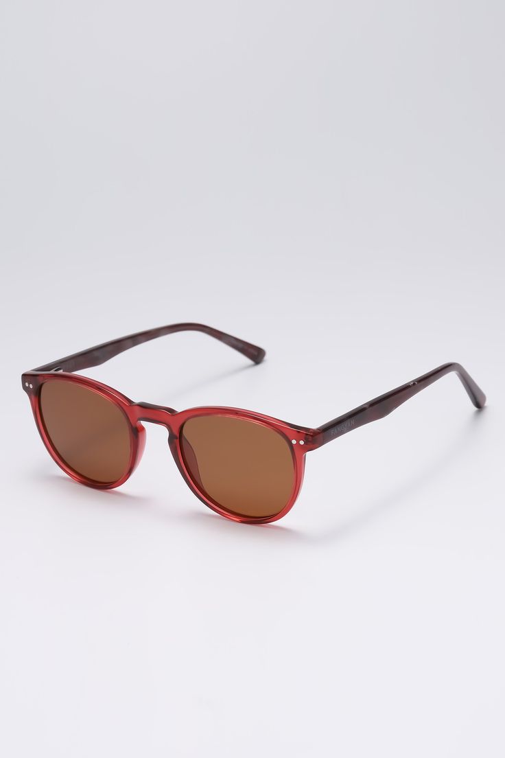 Frame: Red Lenses: Brown Lenses: 49 mm, Bridge: 21 mm, Temples: 142 mmFlattering on all face shapes. Red acetate sunglasses with a modern take on the classic round shape - set with tinted lenses for sun protection. Red Retro Sunglasses With Gradient Lenses, Retro Red Sunglasses With Gradient Lenses, Red Mirrored Cat Eye Sunglasses, Casual Red Cat Eye Sunglasses With Mirrored Lenses, Red Cat Eye Polarized Sunglasses, Trendy Red Wayfarer Sunglasses, Modern Red Sunglasses With Tinted Lenses, Classic Red Sunglasses With Uv Protection, Classic Red Sunglasses With Uva Protection