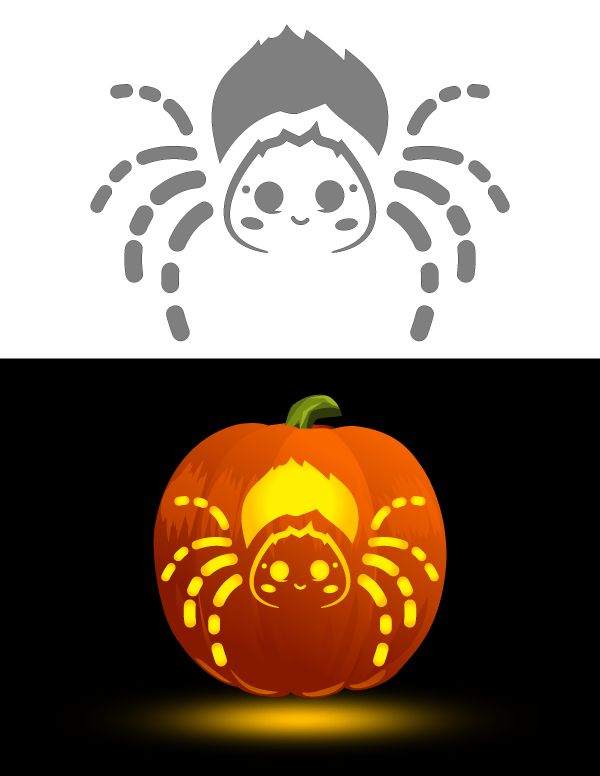 a pumpkin with a spider on it and an image of a person in the background