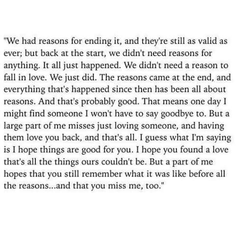 a poem written in black and white with the words, we had reason for ending