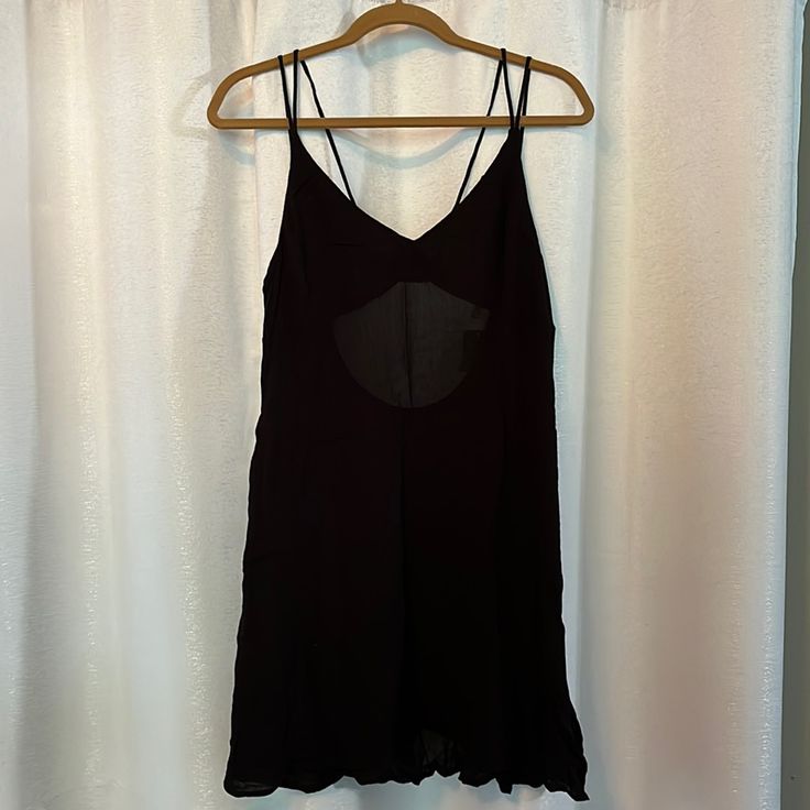 Nwt Out From Under Black Slip Dress/Nightie. Size L Black Sleeveless Slip Dress For Vacation, Summer Mini Dress With Built-in Bra For Night, Black Sheer Slip Dress For Summer, Black V-neck Slip Dress For Daywear, Black Camisole Mini Dress For The Beach, Black Camisole Mini Dress For Beach, Black Casual Camisole Slip Dress, Black Camisole Mini Dress Casual Style, Black Beach Dress From Urban Outfitters