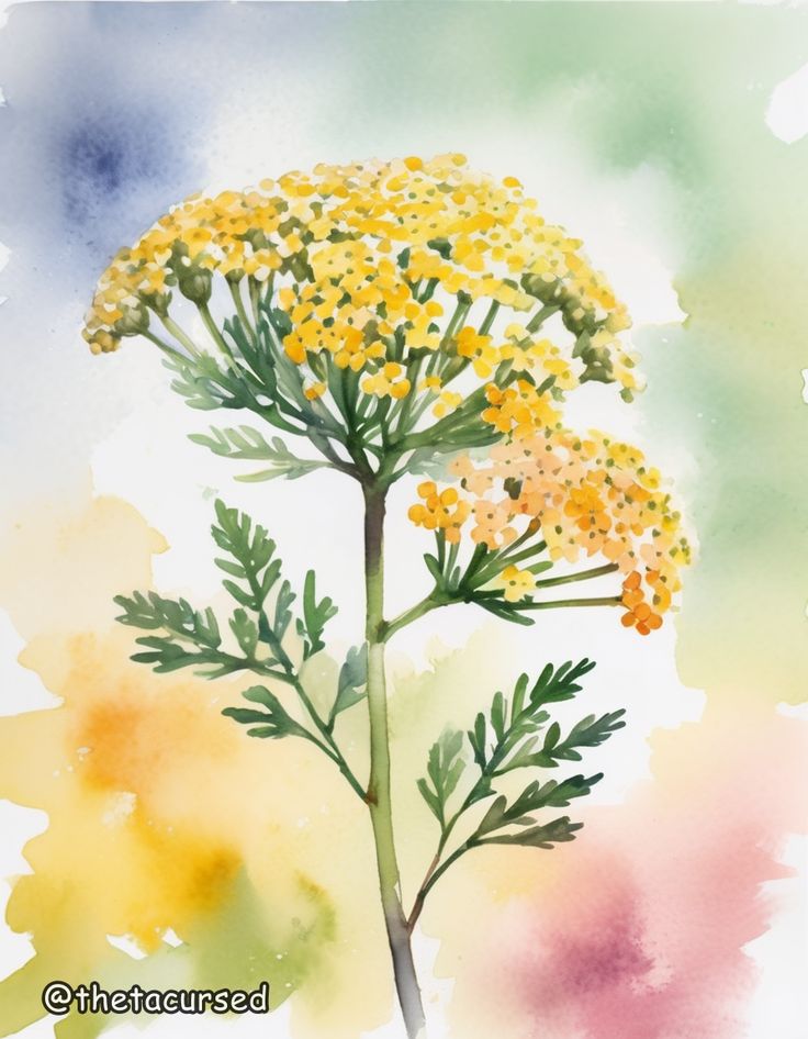 a watercolor painting of a yellow flower