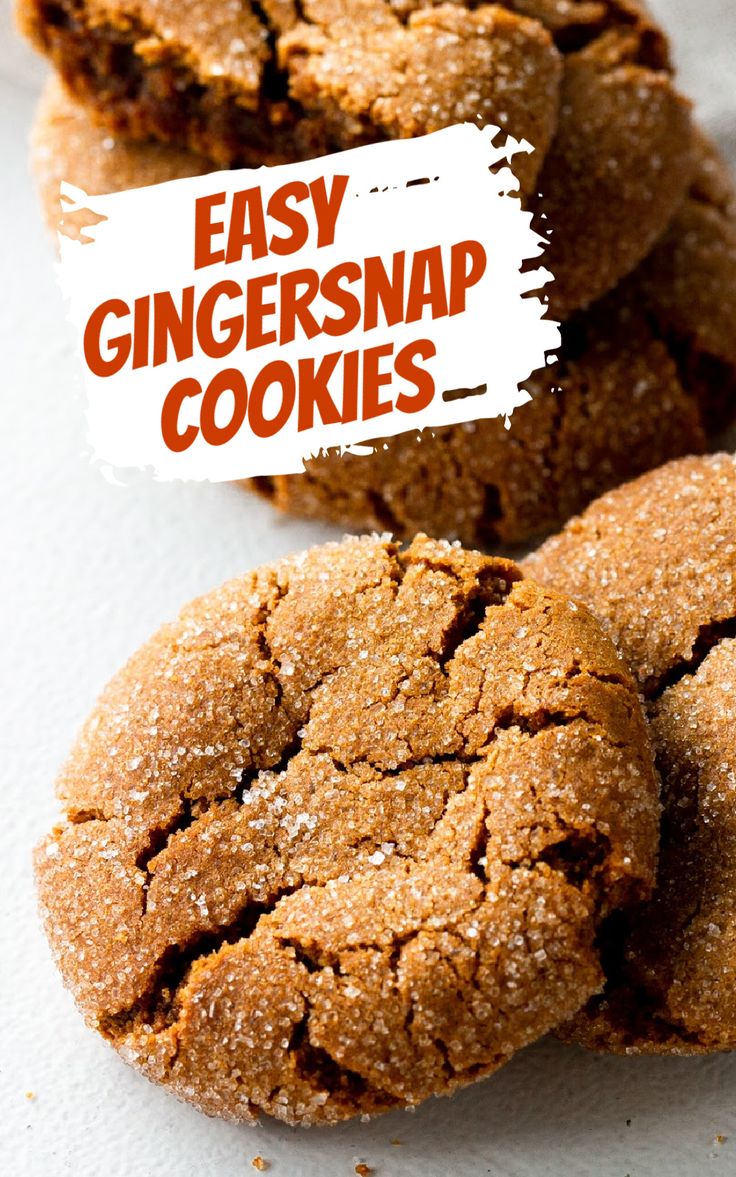 easy ginger snapsnap cookies are stacked on top of each other