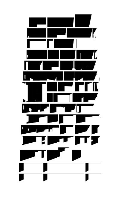 an abstract black and white photo with squares on it's side, in the shape of rectangles