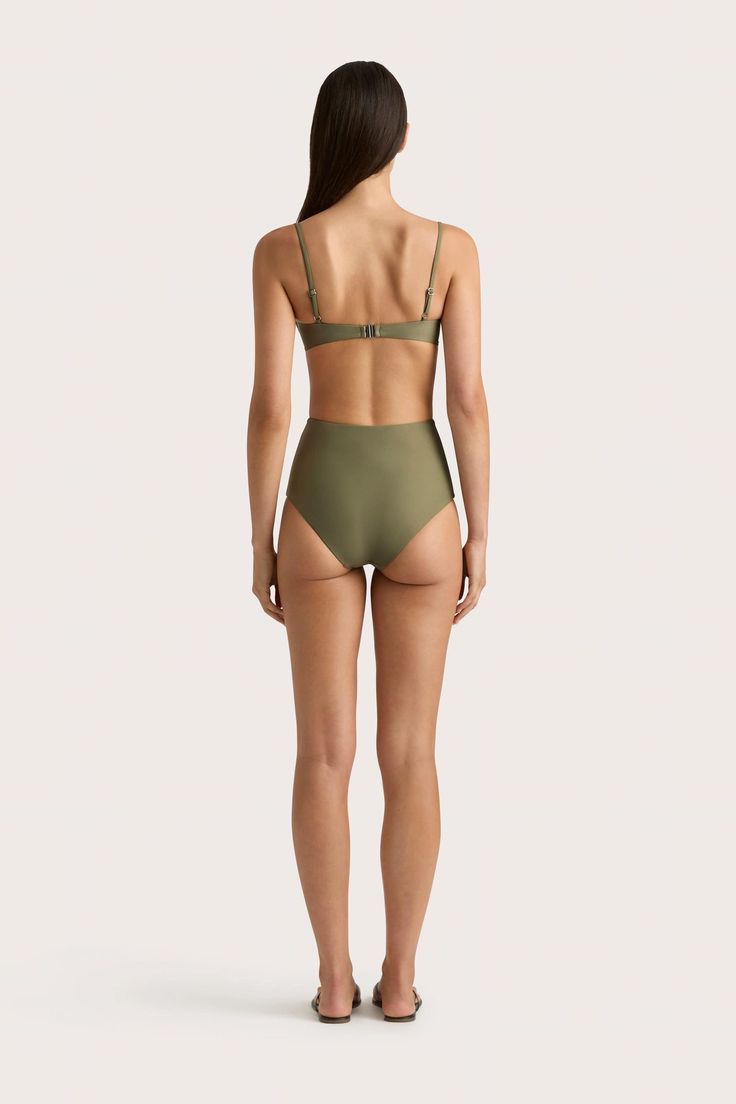 A high-rise bikini bottom with full coverage, offered in Khaki. Style with the Stefania Bikini Top for a structured swim set. Solid Color Swimwear With Built-in Bra, High Waist Swimwear With Built-in Bra For Pool, Solid Color Triangle Top Swimwear With Lined Body, High Waist Nylon Swimwear With Lined Body, Solid High Waist Seamless Swimwear, Solid Color High Waist Seamless Swimwear, Solid High-waist Seamless Swimwear, Solid Color Bra-friendly Swimwear For Pool, Pool-ready Solid Color Bra-friendly Swimwear