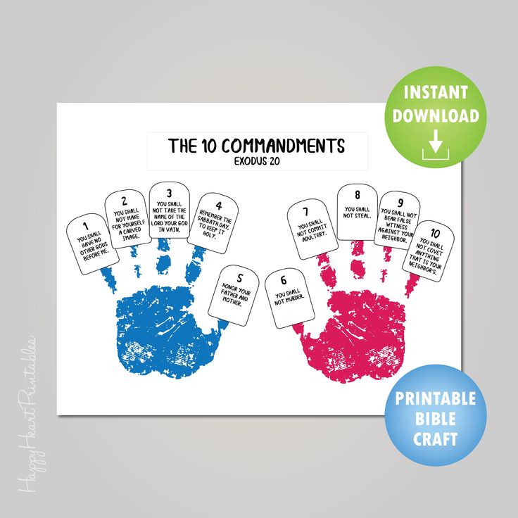 the 10 commandments printable bible craft kit includes handprints and instructions for kids