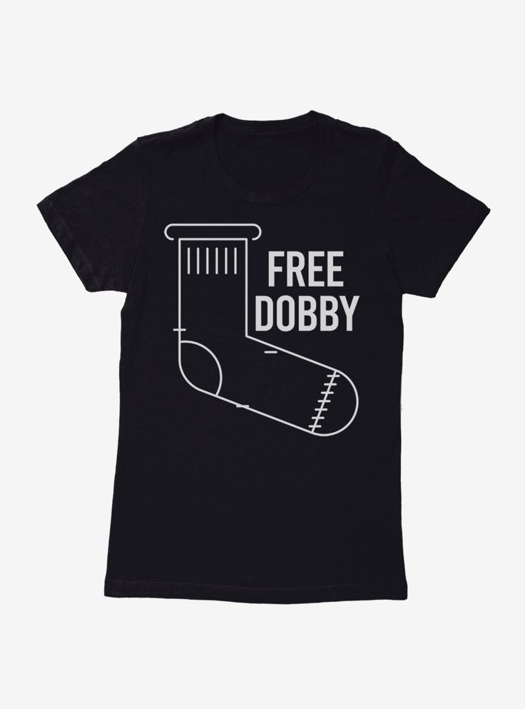 a black t - shirt with the words free dobby printed in white on it