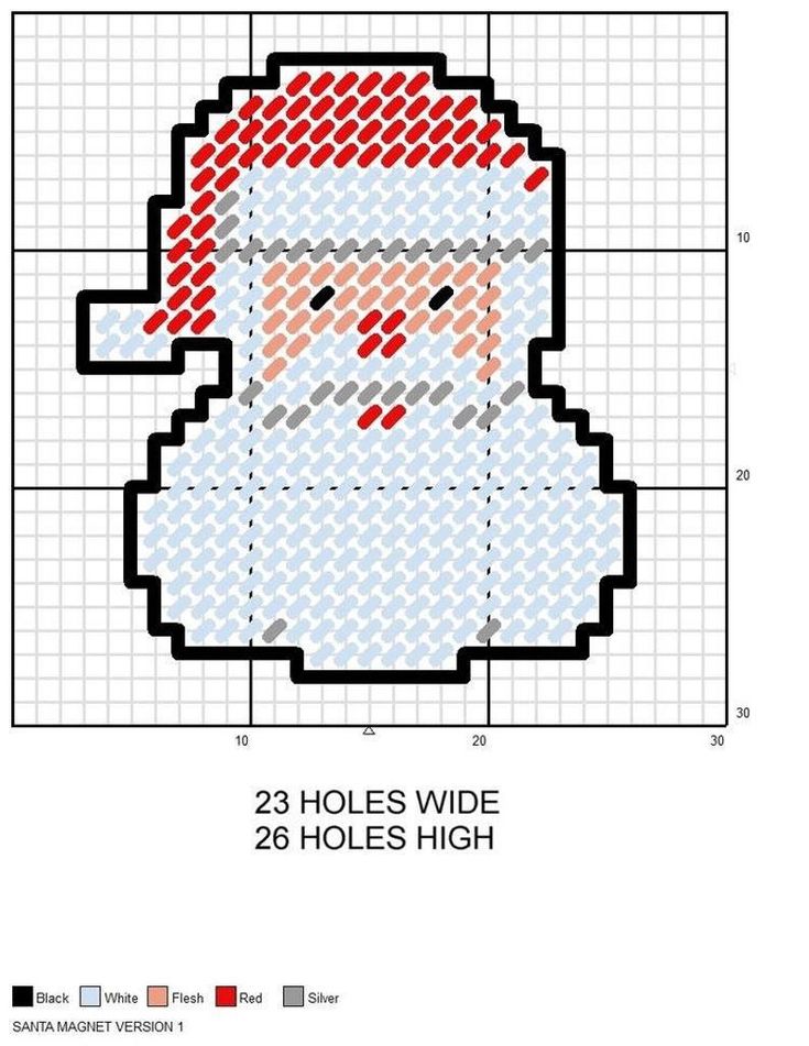 a cross stitch pattern with a santa clause on the front and bottom half of it