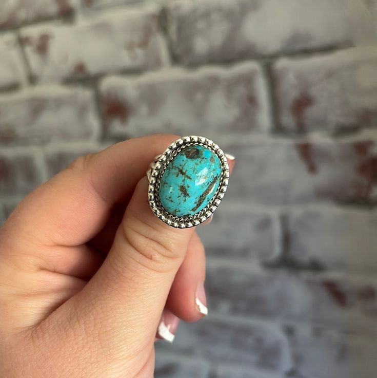 Sterling Silver Turquoise Ring Size 7 1/4 Silver Turquoise Ring, Western Boutique, Turquoise Ring Silver, Silver Turquoise, Turquoise Sterling Silver, Accessories Earrings, Turquoise Ring, Necklaces Bracelets, Ring Size