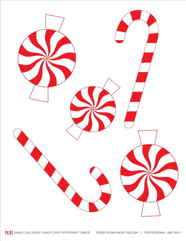 some candy canes are cut out to look like they have been made into christmas decorations