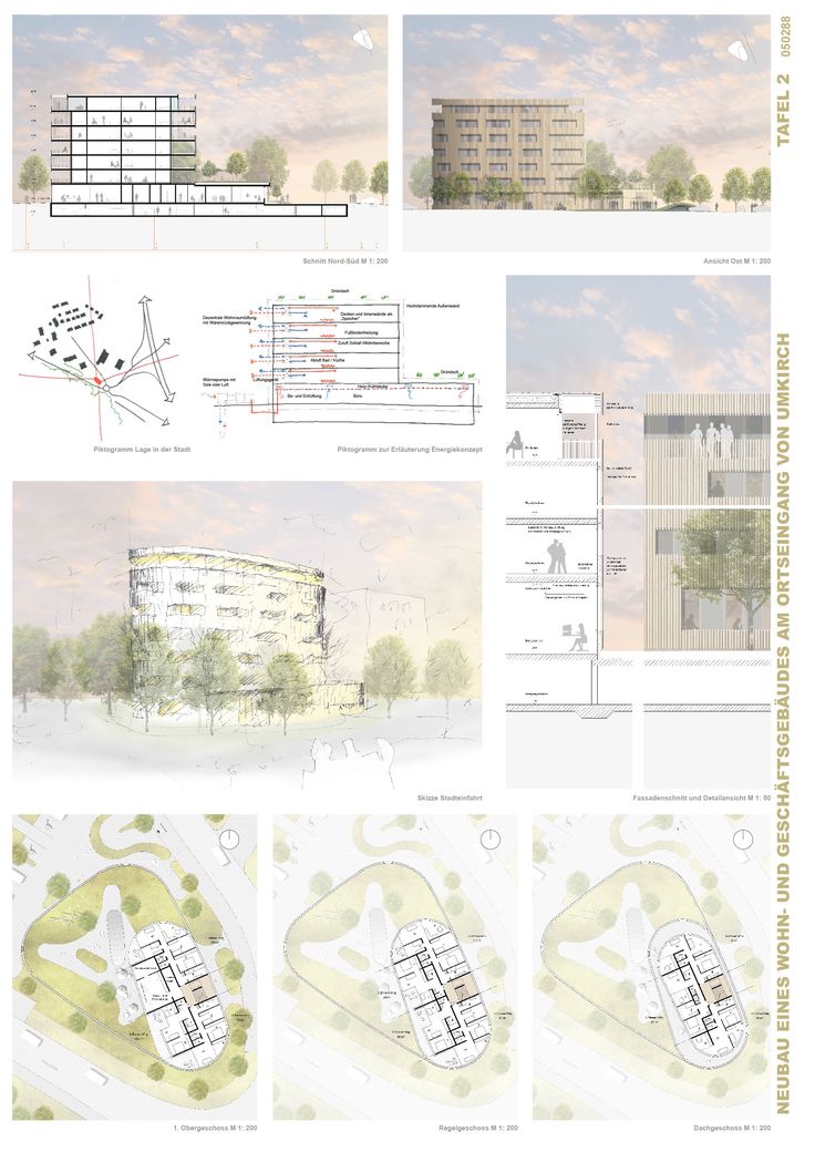 several diagrams showing the various sections of a building