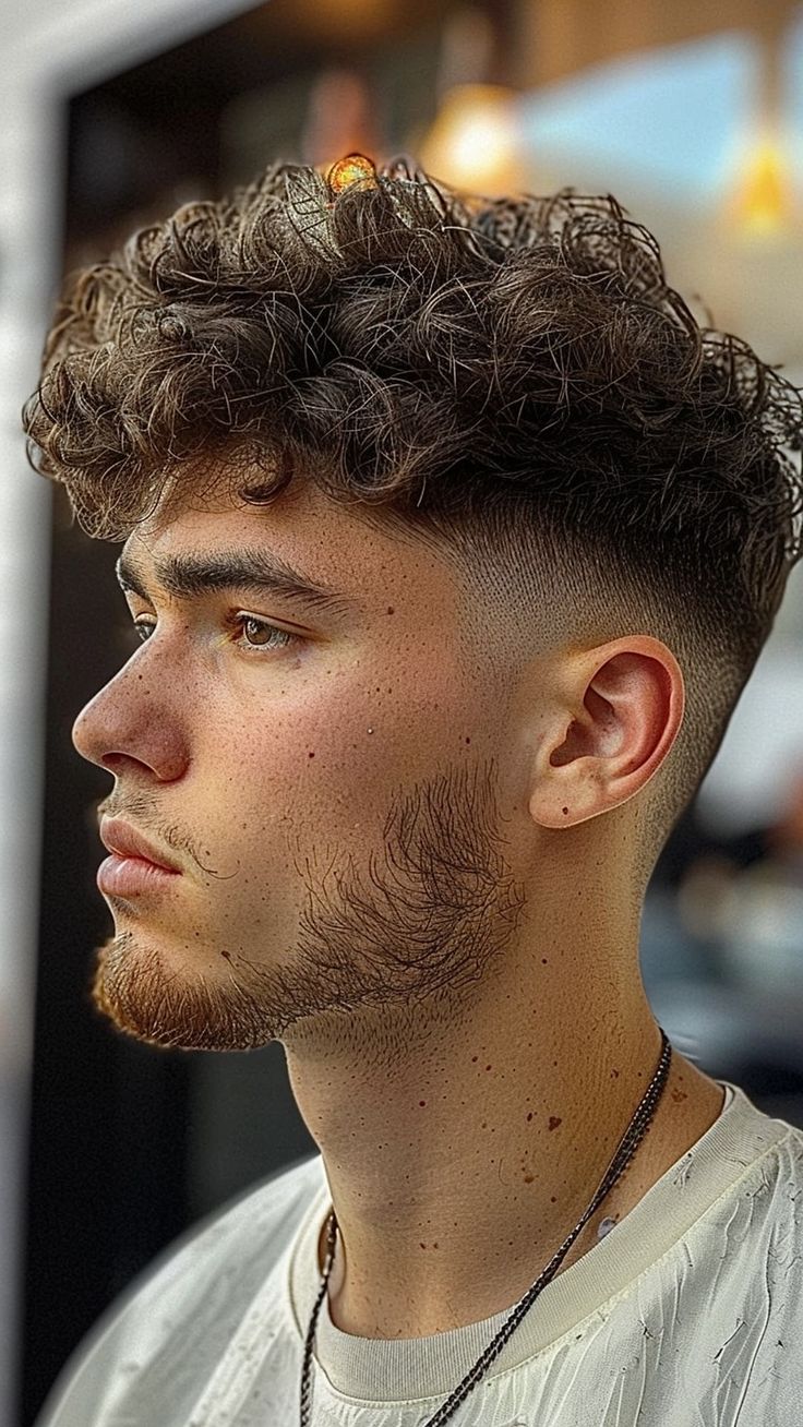 Curly Hairstyles For Boys, Curly Hairstyles Men, Temple Fade, Simple Haircut, Curly Mohawk Hairstyles, Young Men Haircuts, Men Fade Haircut Short, Mens Hairstyles Curly, Curly Hair Fade