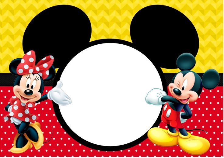 mickey mouse and minnie mouse with a blank sign in front of the frame for your message