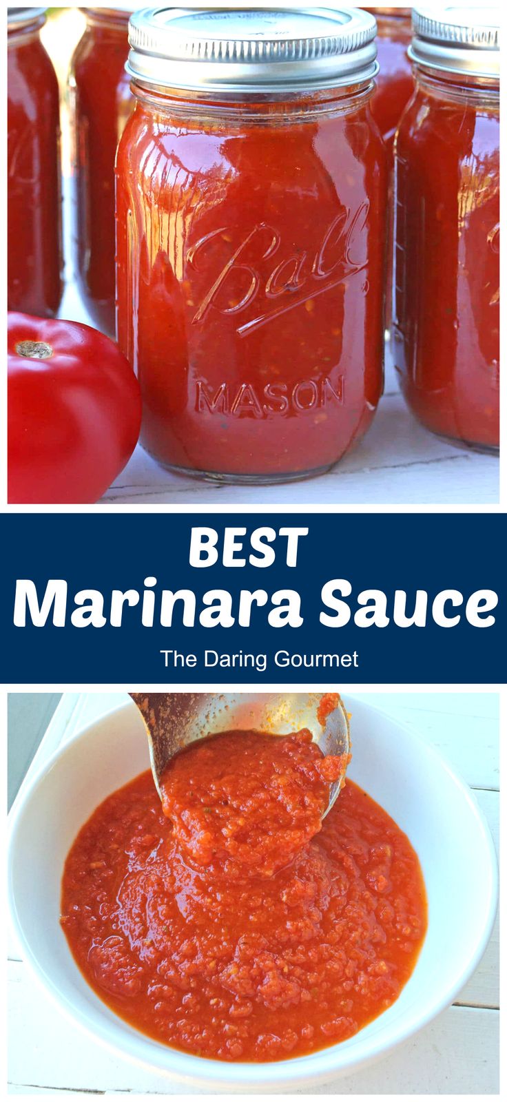 the best marinara sauce recipe is made with fresh marinara sauce in mason jars