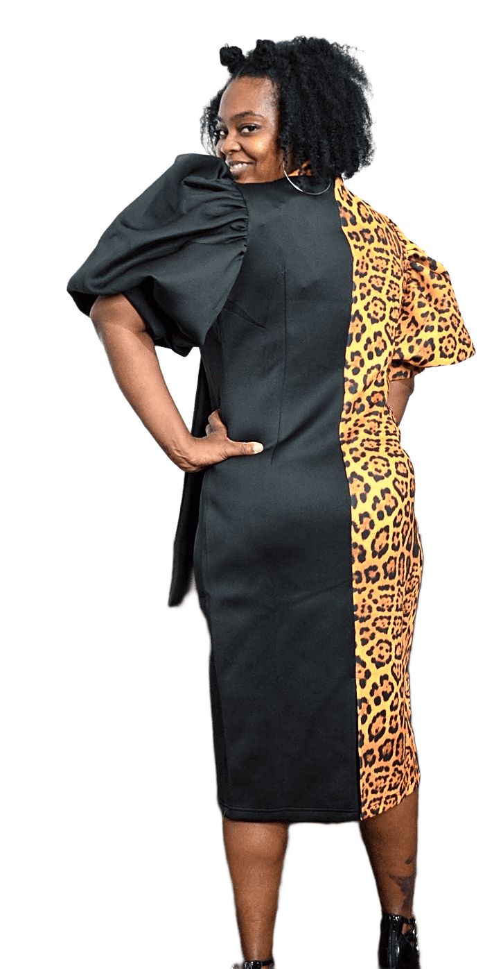 For Her NYC 8785 1 piece Puff Sleeve Scuba Dress Colors: Alphabet, Black, Black/Fuchsia, Black/Newspaper, Black/White, Camo/Red, City Print, Emerald, Grey Camo, Leopard/Black, Money, Newspaper, Polka Dot, Turquoise/White, White, Yellow  Sizes: S, M, L, XL, 1X, 2X Black Patchwork Knee-length Midi Dress, Elegant Black Patchwork Midi Dress, Elegant Black Midi Dress With Patchwork, Fitted Patchwork Puff Sleeve Dresses, Fitted Patchwork Midi Dress For Fall, Black Patchwork Midi Dress For Party, Fitted Patchwork Midi Dress For Work, Black Patchwork Knee-length Mini Dress, Short Sleeve Patchwork Dress For Evening